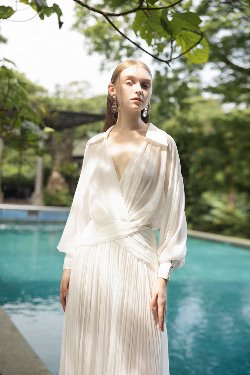 CLEMENTINA CHIFFON PLEATED DRESS - CULT MIA