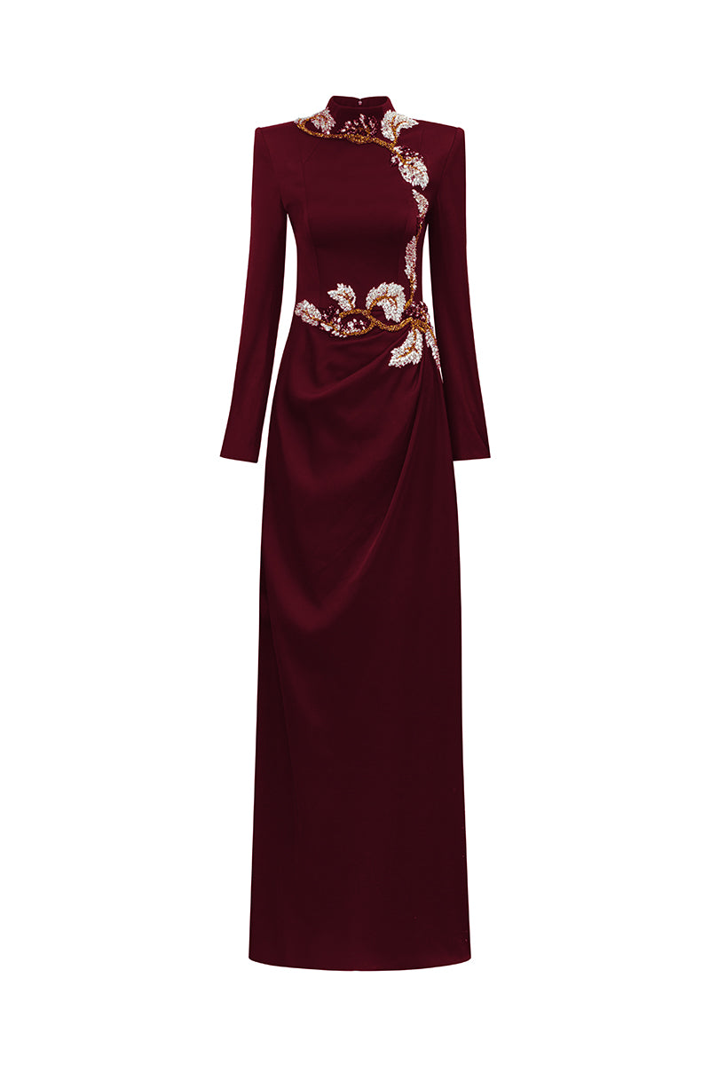 LUMIA EMBELLISHED SILK GOWN