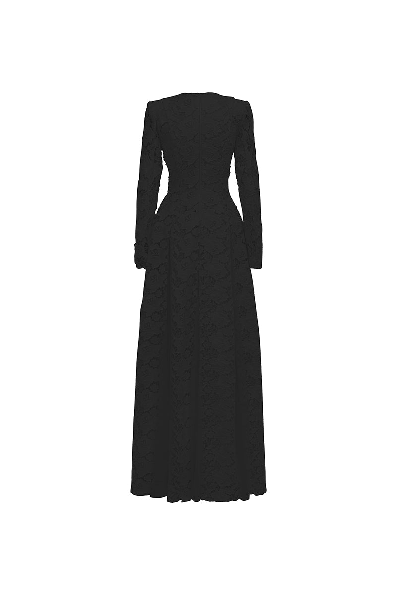 FLORAL LONGE SLEEVE LACE GOWN
