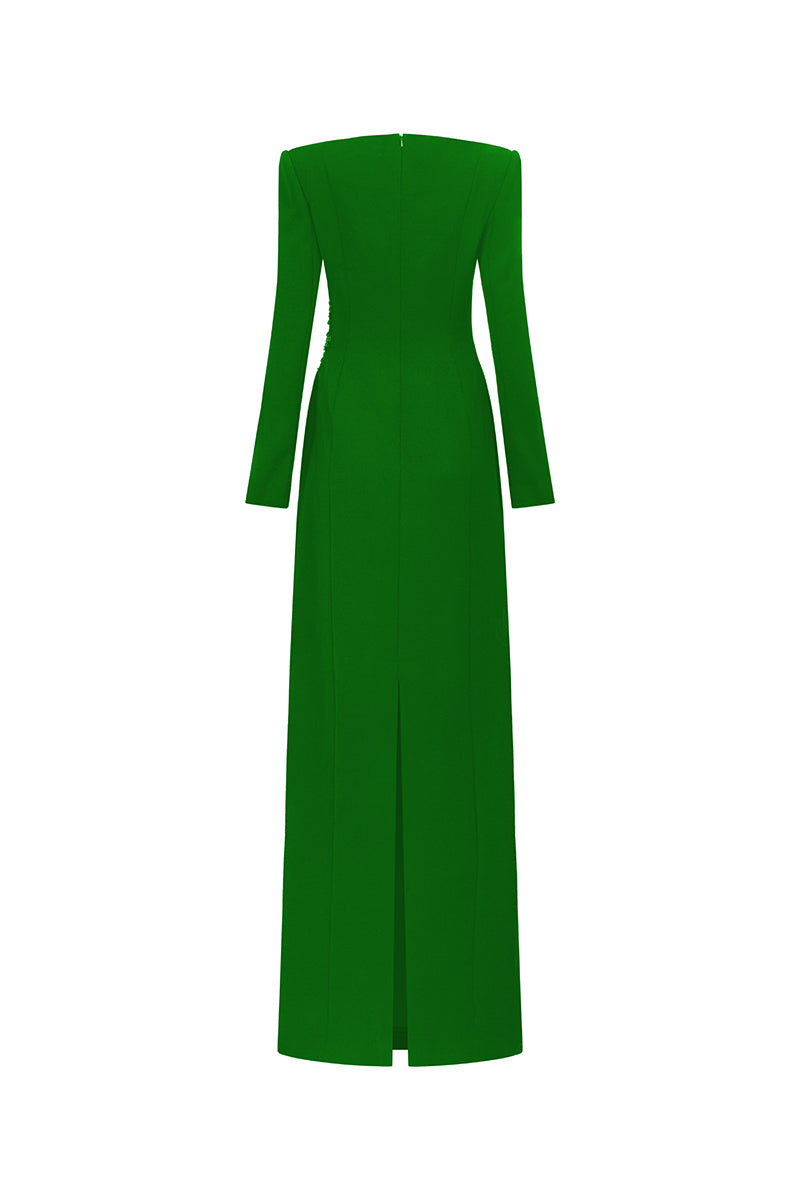 VELVET SATIN EMBROIDERED GOWN