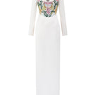 Elegant off-white Taffeta Mikado gown by Tracy Studio featuring a flowing design and luxurious fabric.