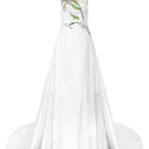 White taffeta strapless gown by Tracy Studio featuring elegant, flowing fabric and a fitted bodice.