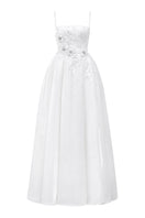 Off-white chiffon A-line gown by Tracy Studio featuring flowing fabric and elegant design, perfect for formal occasions.