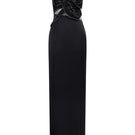 Elegant Tracy Studio taffeta mikado embellished gown featuring intricate beadwork and a flowing silhouette.