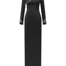 Black TAFFETA MIKADO straight gown by Tracy Studio, featuring a sleek design and elegant silhouette.