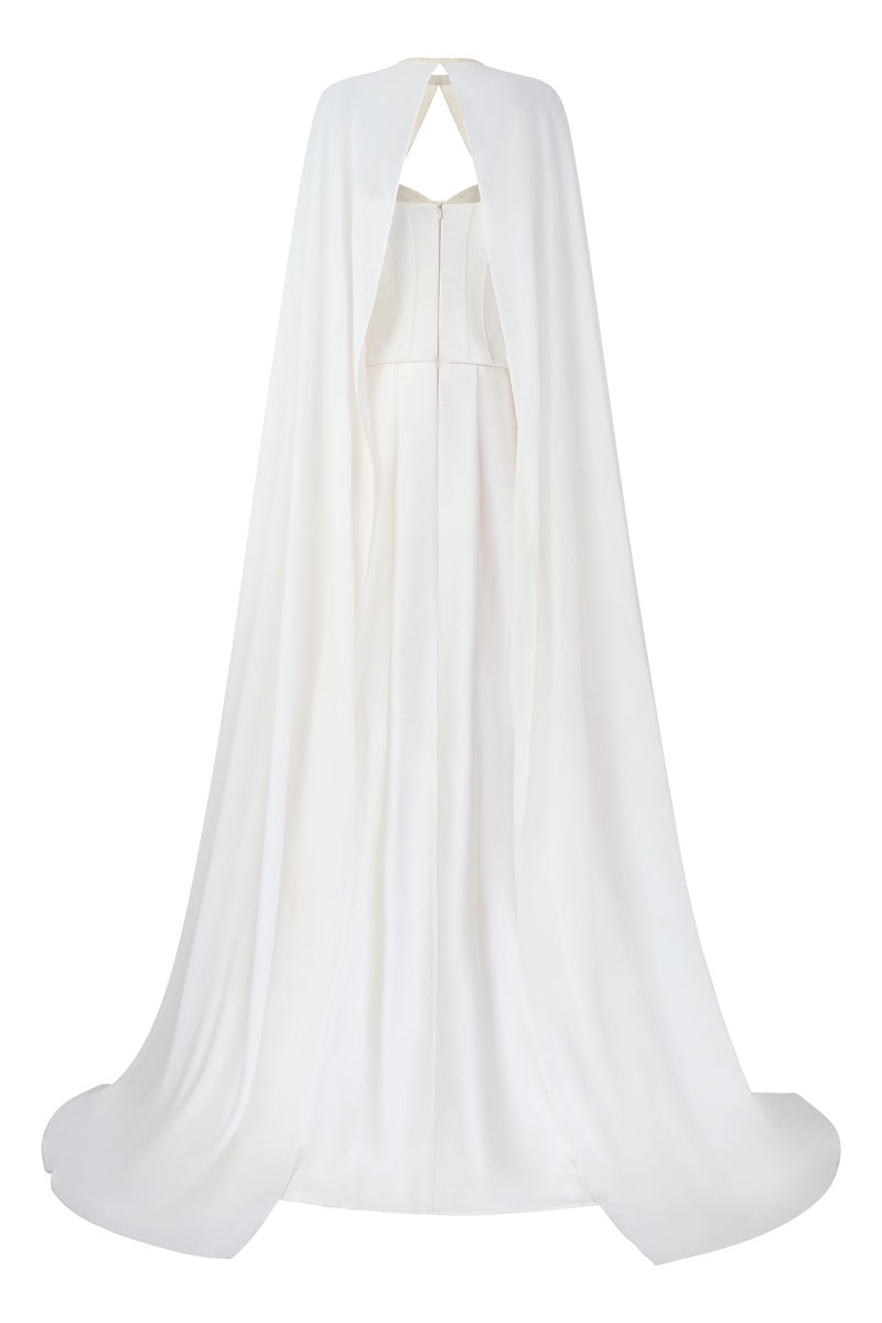 Off-white TAFFETA MIKADO maxi dress by Tracy Studio, featuring elegant fabric and a flowing silhouette.