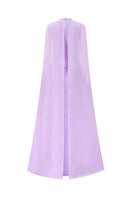 Elegant lilac taffeta mikado gown by Tracy Studio, showcasing a flowing, luxurious fabric design.