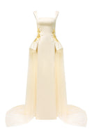 Elegant satin beaded straight gown by Tracy Studio featuring intricate beadwork and a sleek, fitted design.