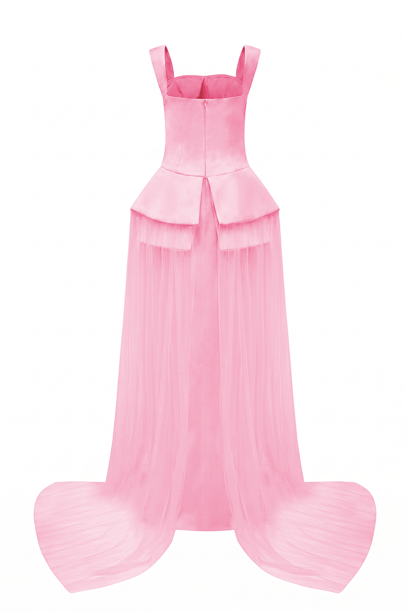 Elegant satin beaded straight maxi dress by Tracy Studio featuring a sleek design and intricate bead detailing.