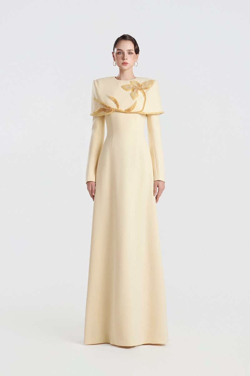 Yellow viscose maxi dress by Tracy Studio, flowing and elegant with a relaxed fit, perfect for casual or formal occasions.