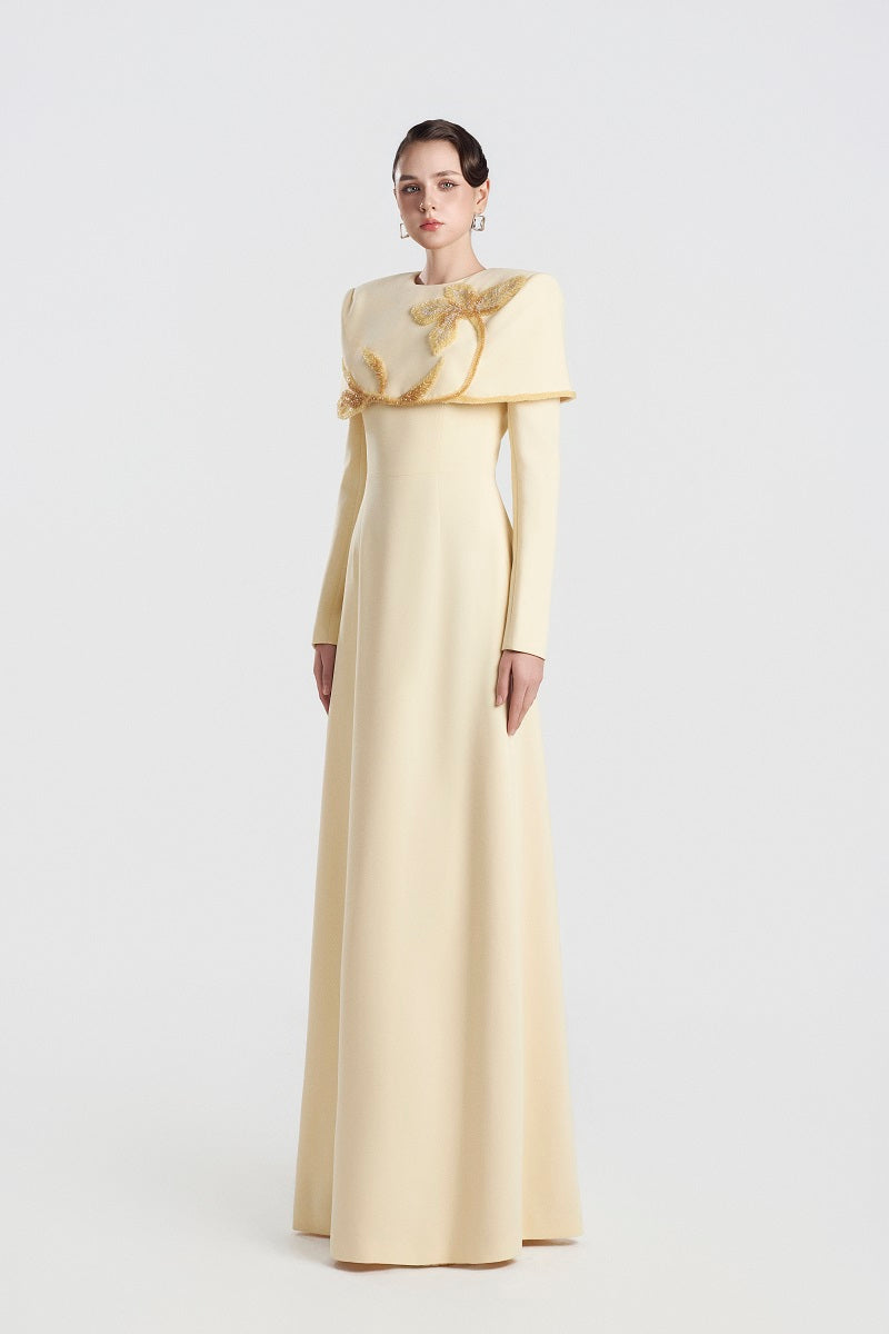 Yellow viscose maxi dress by Tracy Studio, flowing design with a matte finish, perfect for casual or summer wear.