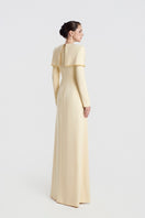 Yellow viscose matte gown by Tracy Studio, featuring a flowing design and elegant silhouette.