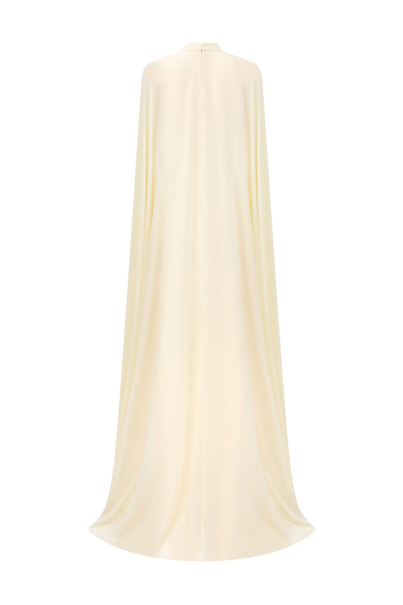 Yellow viscose matte embellished waist maxi dress by Tracy Studio, featuring a flowing silhouette and decorative details.