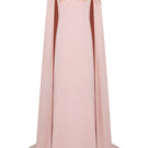 Apricot velvet satin gown by Tracy Studio featuring a flowing design and elegant fit, perfect for formal occasions.
