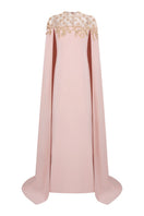 Apricot velvet satin gown by Tracy Studio featuring a flowing design and elegant fit, perfect for formal occasions.
