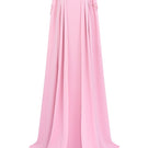 Pink velvet satin cape gown by Tracy Studio featuring a flowing design and elegant drape, perfect for formal occasions.