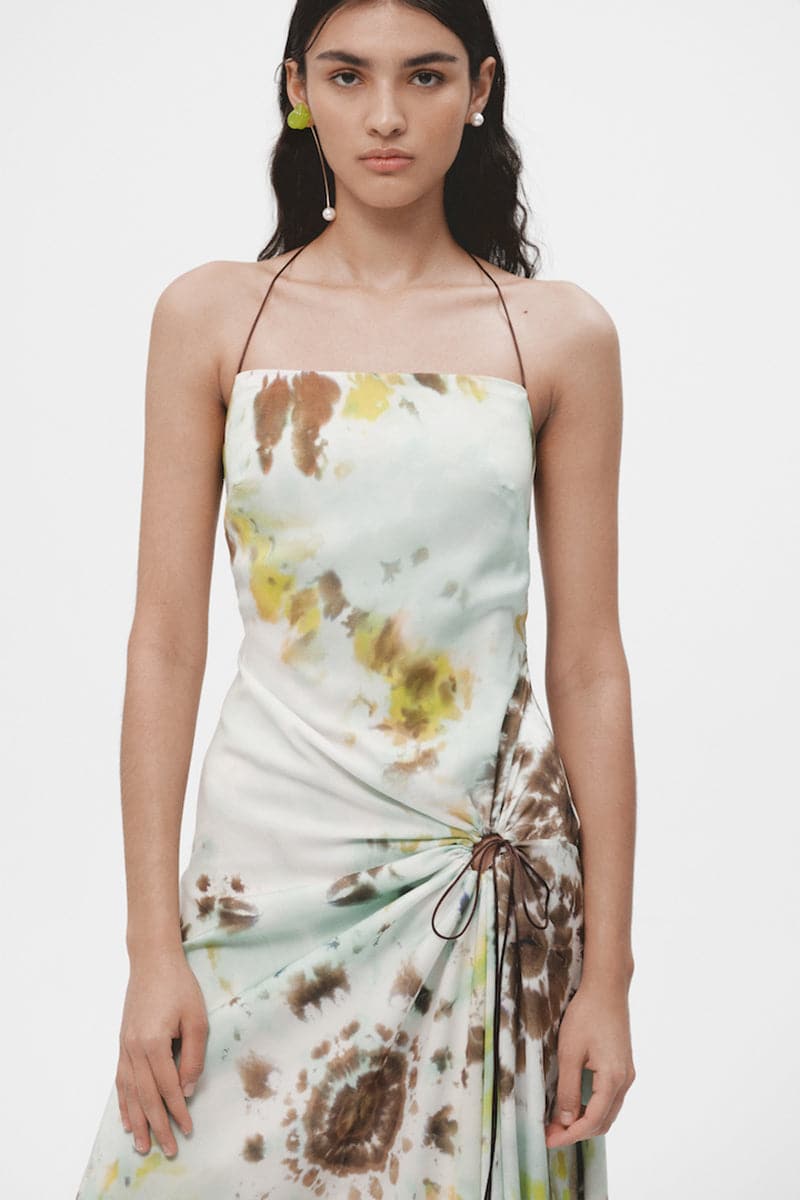 MULTICOLOR HANDMADE TIE DYE FLARE MIDI DRESS - CULT MIA