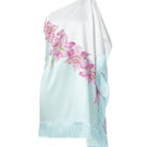 Valenciani multicolor one-shoulder mini dress showcasing vibrant fabric and stylish asymmetrical design.