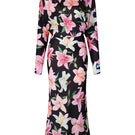 Valenciani long sleeve midi dress in multicolor with a flowing design, perfect for casual or elegant occasions.