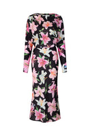 Valenciani long sleeve midi dress in multicolor with a flowing design, perfect for casual or elegant occasions.