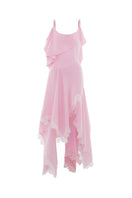 Valenciani CULT MIA X cowl neck maxi dress with lace trim and handkerchief hem, featuring a stylish and flowing silhouette.