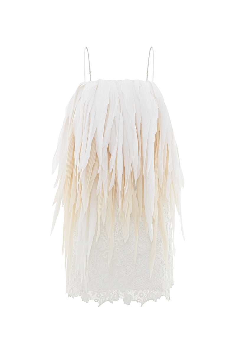 White Jelly Fish mini dress by Valenciani, featuring a stylish, fitted design perfect for summer or casual outings.