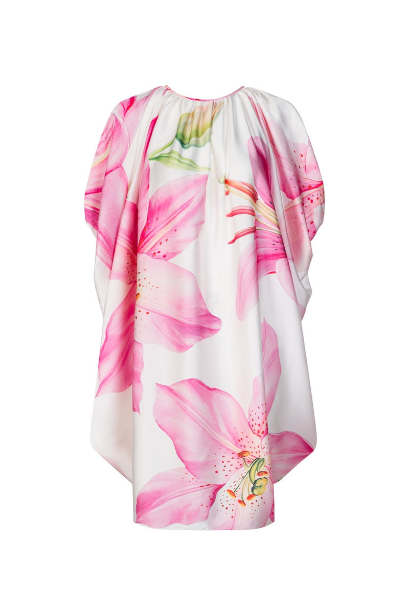 Multicolor Valenciani balloon dress in mini style, featuring vibrant patterns and a playful, flowing silhouette.