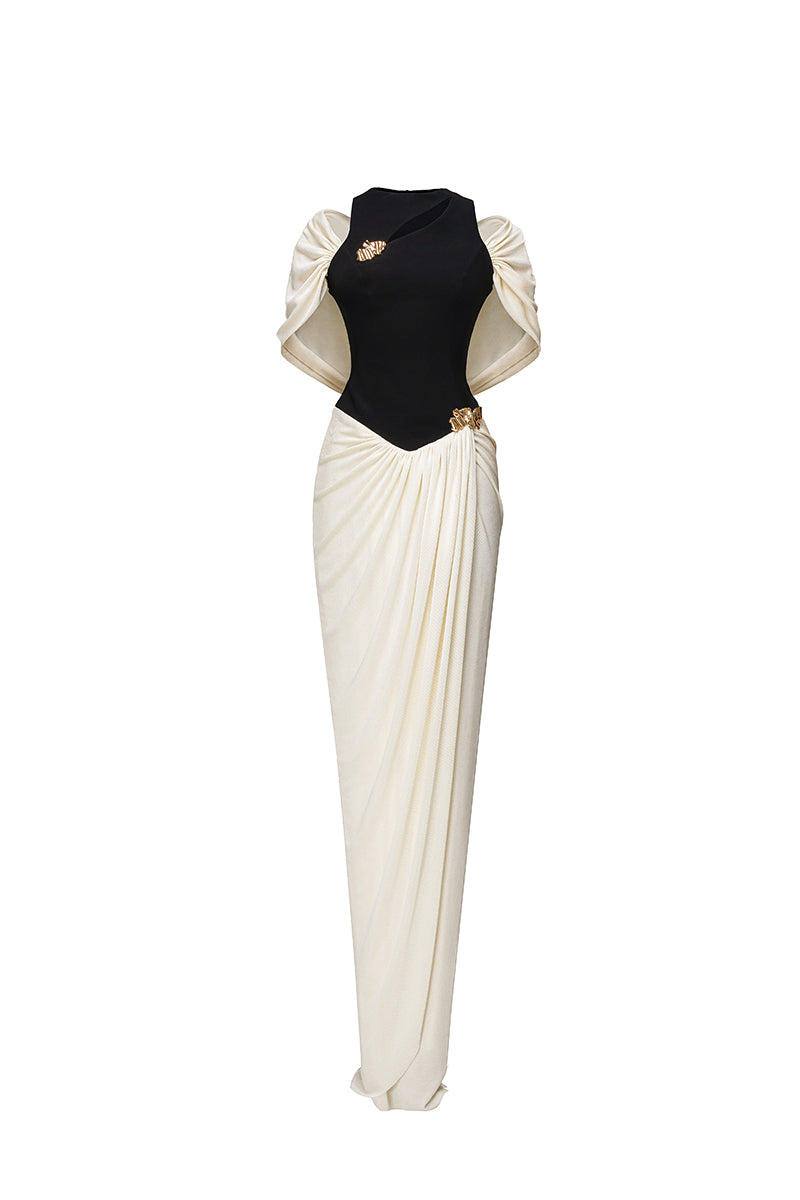 ROBE VALENCIA NOIR ET IVOIRE