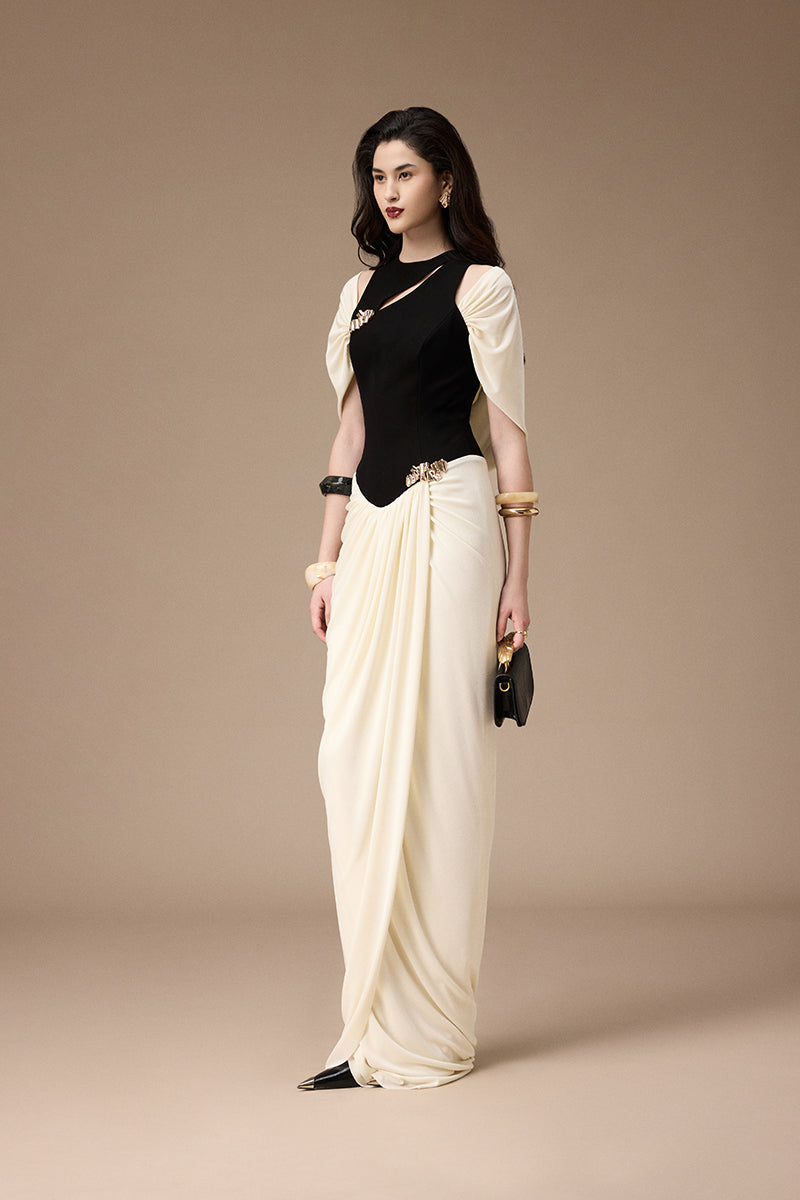 ROBE VALENCIA NOIR ET IVOIRE