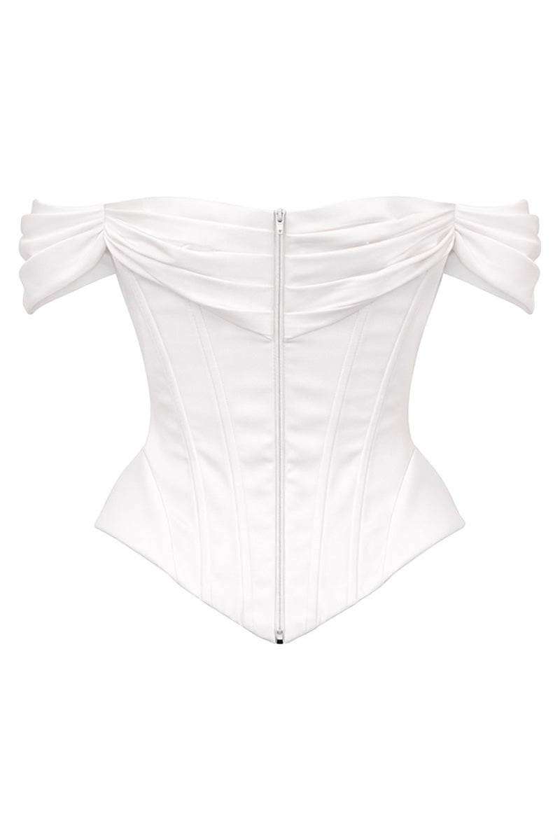 White Valentina co-ord set featuring a fitted top and matching skirt by Gigii's, perfect for stylish casual or semi-formal wear.