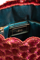 Verdi shoulder bag featuring a copper and magenta seashell design with a stylish, artistic look.