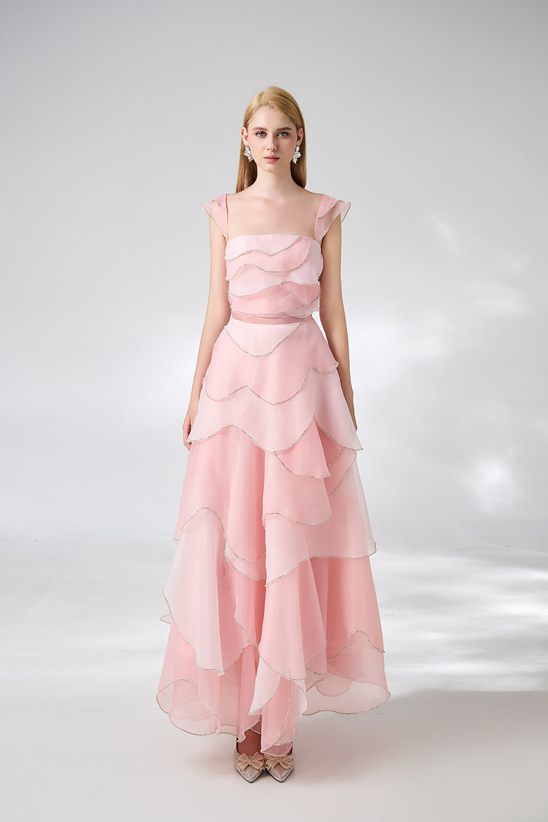 PINK LAYERED MIDI DRESS - CULT MIA