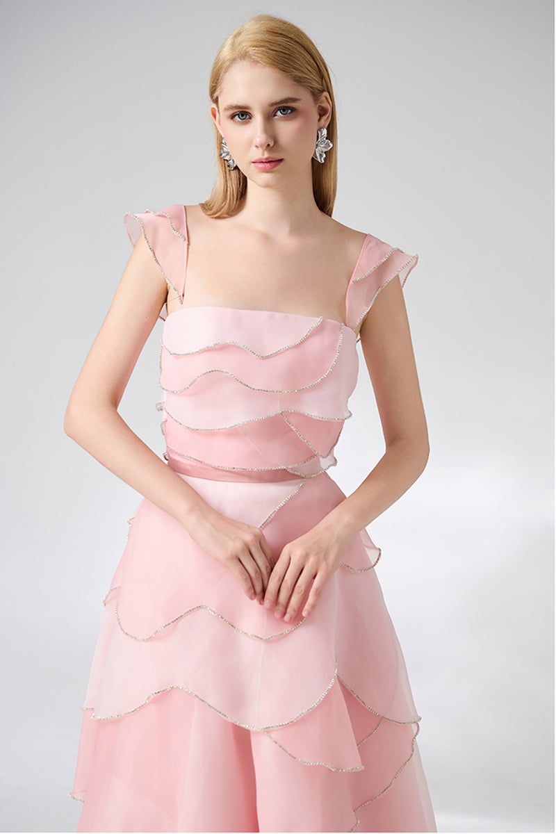 PINK LAYERED MIDI DRESS - CULT MIA
