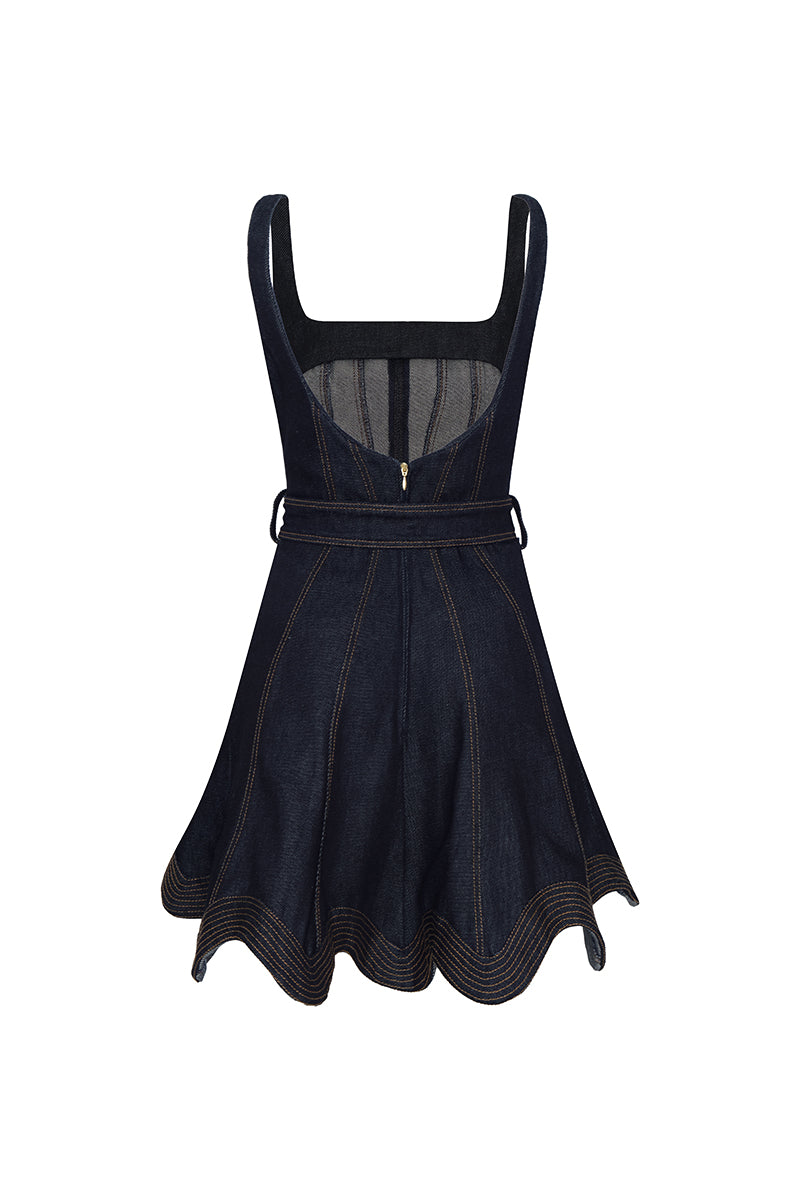 DUMA&CO mineral mini dress with vibrant floral print, sleeveless design, and fitted waist, perfect for summer wear.
