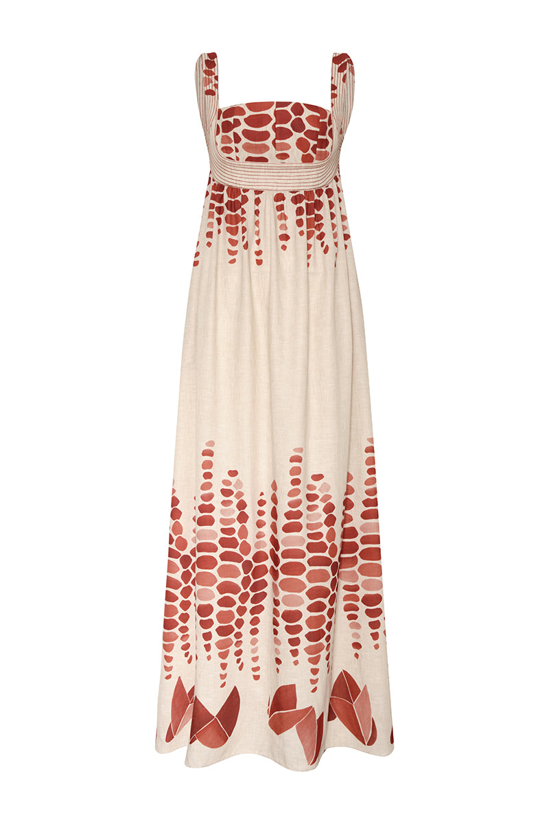 DUMA&CO LINDE Maxi Dress in vibrant floral print, flowing fabric, sleeveless design, perfect for summer occasions.