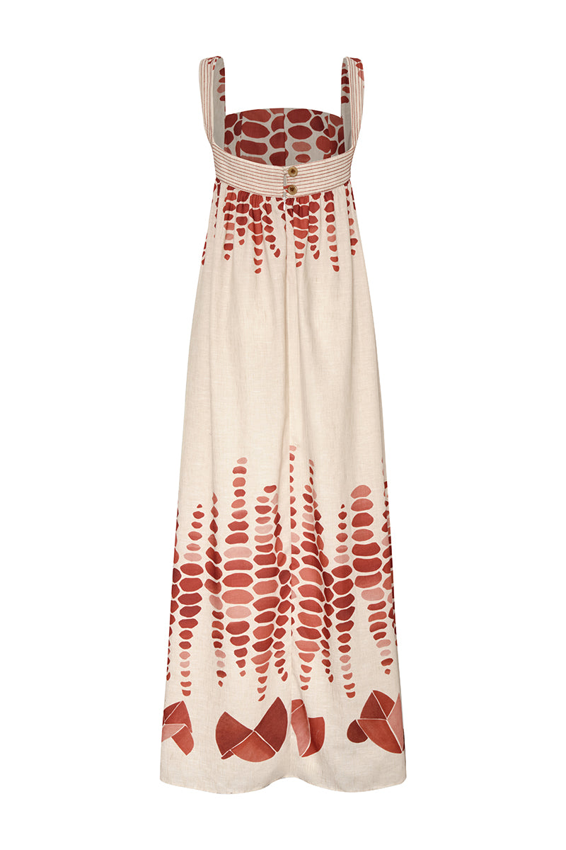 Linde maxi dress by DUMA&CO featuring a flowing fabric, V-neckline, and floral pattern ideal for summer wear.