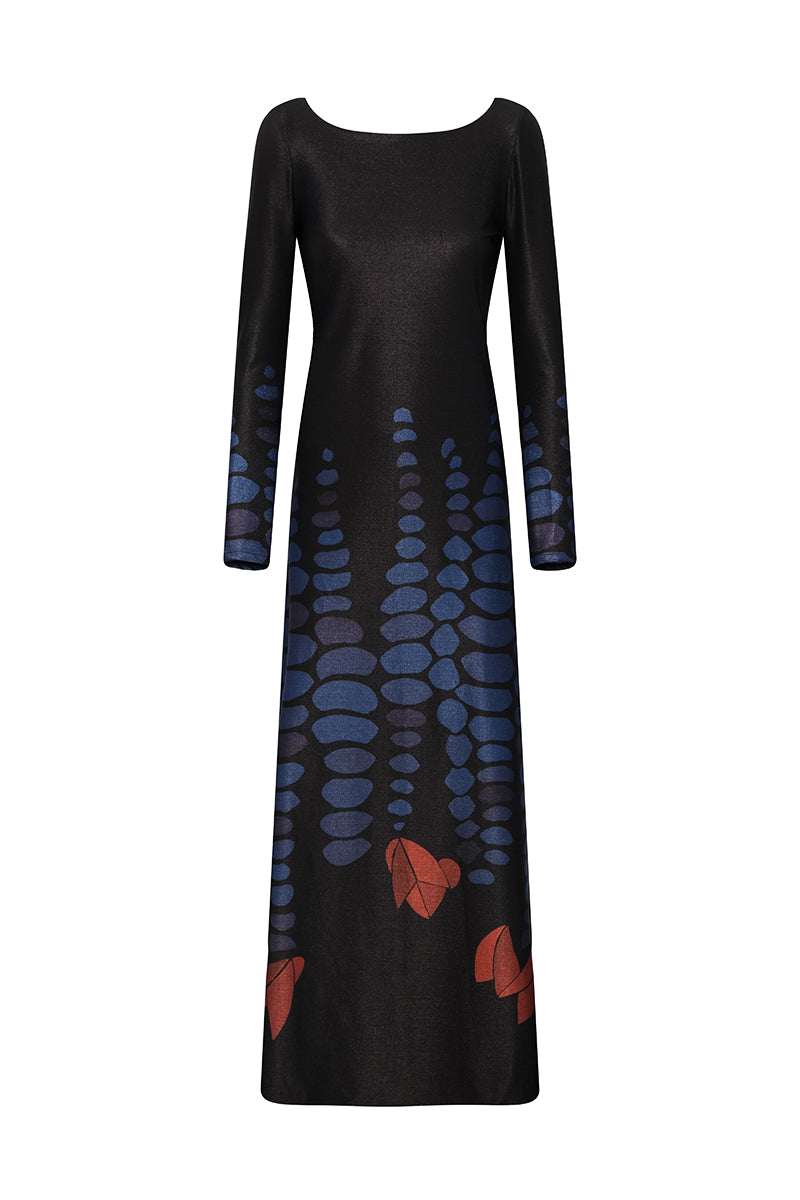 DUMA&CO Amanecer Maxi Dress in vibrant floral print, flowing fabric, sleeveless design, perfect for summer or casual wear.