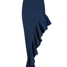 Navy Señorita Vega maxi skirt with flowing fabric and waistband, styled for a casual or elegant look.