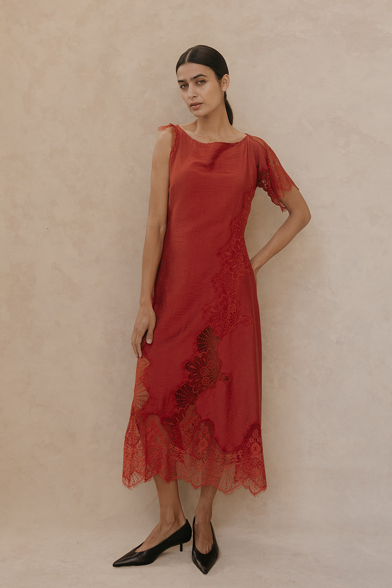 MAR DRESS IN BURNT ORANGE