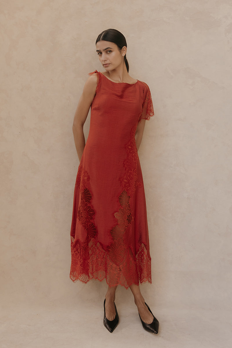 MAR DRESS IN BURNT ORANGE