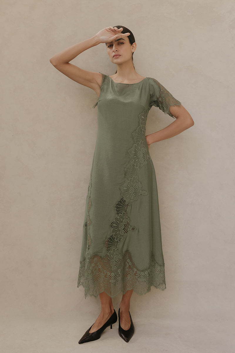 MAR DRESS IN OLIVE GREEN