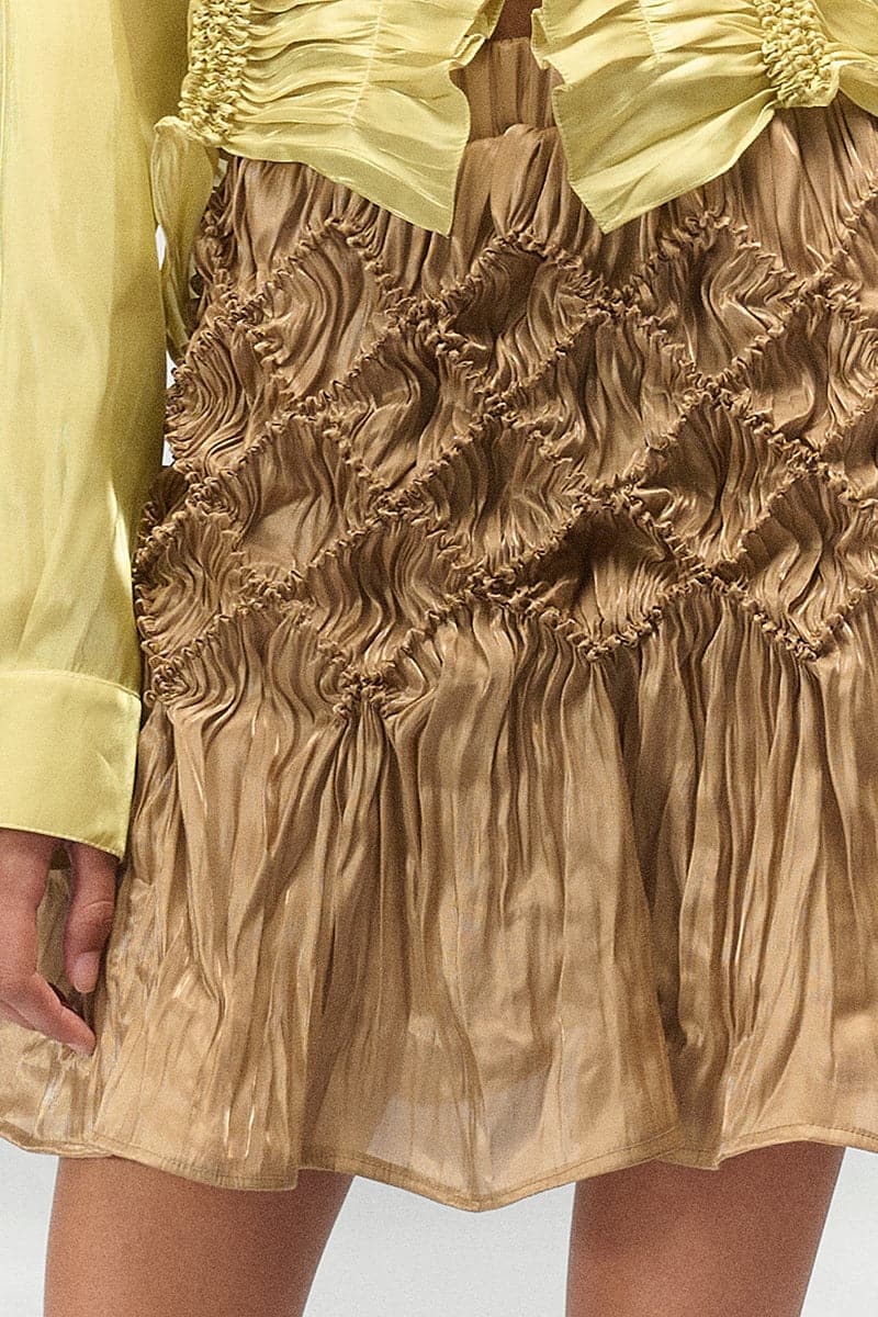 VICTORIA BEIGE SHIBORI MINI SKIRT - CULT MIA