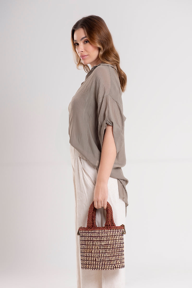 Brown Mara Brazil VIDA top handle bag with sleek design and sturdy handles, perfect for everyday use.
