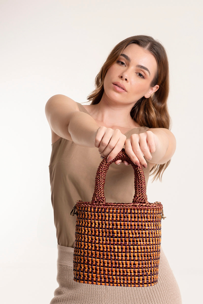 Orange Mara Brazil VIDA top handle bag with sleek design and sturdy handles, perfect for stylish everyday use.