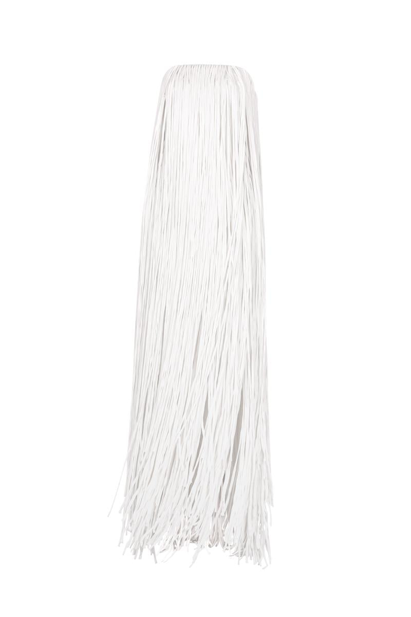 ALL OVER FRINGED MAXI DRESS IN WHITE