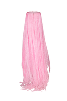 Pink Valenciani maxi dress with all-over fringe design, flowing silhouette, and sleeveless style, perfect for summer or special occasions.