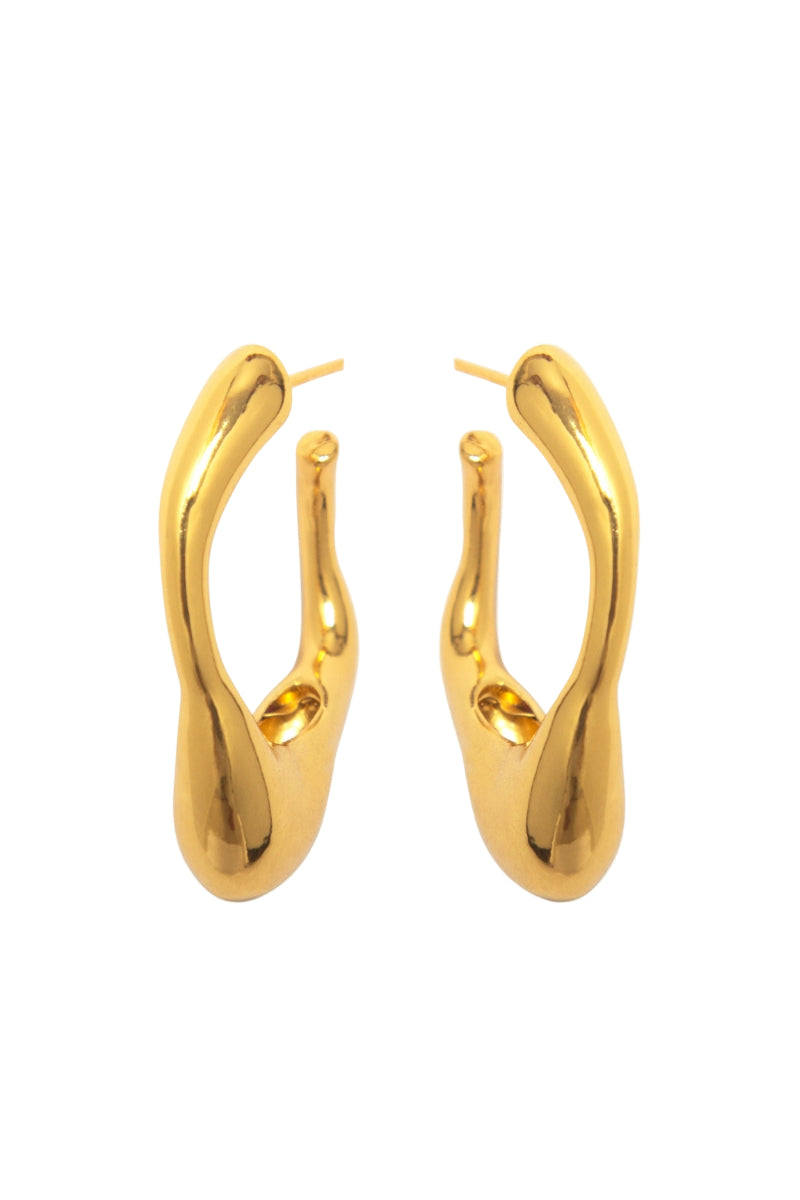 Gold VOLAR hoop earrings by Eugenia Ospina featuring sleek, minimalist hoop design with a polished finish.