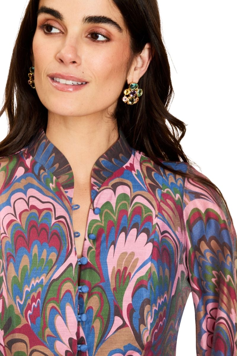 Mestiza New York Valencia mini dress in vibrant fabric, featuring a stylish design perfect for casual or summer wear.