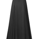 Black Valencia Maxi Skirt by Nana Jacqueline, flowing fabric with a stylish silhouette, showcased in this elegant product image.