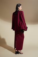 Valenciani NORA straight lapelless cotton blend vest and skirt co-ords set displayed on a hanger, showcasing stylish, modern design.